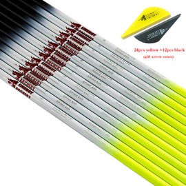 Linkboy Archery Carbon Arrows Shaft Hunting Practice Target Arrows with Removable 75gr Tip Nock for Compound Recurve Long Bows, Spine 300 340 400 500 600 700 800, Pack of 12PCS