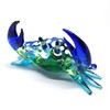 ZOOCRAFT Glass Animals Crab Figurine Blue Hand Blown Painted Art