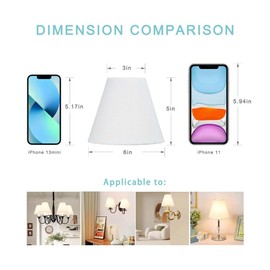 Lampwell NICO Off White Small Modern Cylindrical Linen Clip-on Lamp Shades Set of 2, 6"×3"×H5"