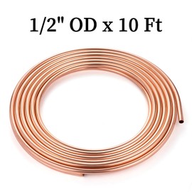 GOORY Copper Tubing 1/2" OD x 0.445" ID x 10 Ft - 99.9% C12200 Pure ACR Tube - ASTM B280 Refrigeration T2 Copper Tube Soft Coil - Round Seamless Tubing for Refrigerator HVAC System Industry DIY