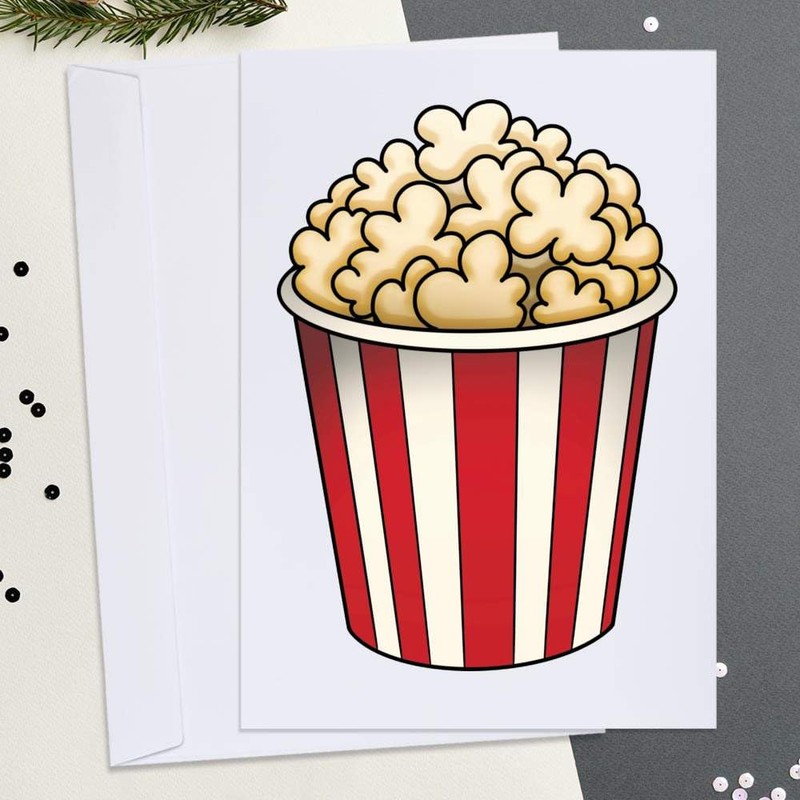 Large (A4) 'Popcorn Bucket' Blank Greeting Card (GC00073558)
