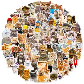 LIFEBE Pack of 100 Cute Cat Stickers, Funny Cute Internet Cat Stickers for Teenagers, Adults, Waterproof Vinyl Stickers for Laptop, Water Bottles, Scrapbooking, Folders, Laptop