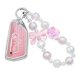 Pangpai Pink Key Fob Cover for VW Volkswagen Golf 8 ID4 Seat Leon MK 4 Skoda Octavia Smart Key TPU Keys Case Shell Protector with Keychain Lanyard Girly Women Cute
