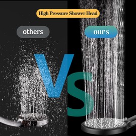 Shower Head with Hose, Shower Head with Hose 1.5 m, Shower Hose with Shower Head, Hand Shower, Shower Head, Rain Shower with 5 Jet Types, Black