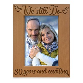 KATE POSH 30 Years and Counting Anniversary Wood Picture Frame, 30 Years of Marriage, 30 Wedding Anniversary for Her and Him, for Parents (5x7-Vertical)
