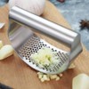 SUPARO Garlic Press Rocker Stainless Steel, Fruit Crusher with Comfortable