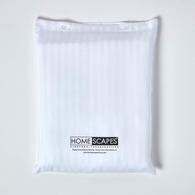 HOMESCAPES White Deep Fitted Sheet (12”) Single 330 TC 500