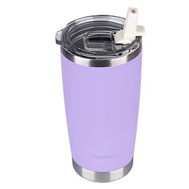 SILICANICE Purple Durable Powder Coat Body&Detachable MacStraw Tumbler with leak Proof lid,20Oz Stainless Steel Insulated,Dishwasher Safe, Thermal Cup for Coffee,Smoothies