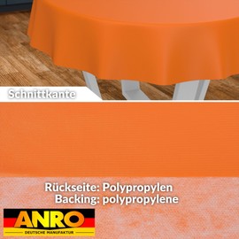 ANRO Oilcloth Tablecloth, Washable, Oilcloth, Garden Tablecloth, Outdoor, Indoor, Round, 120 cm, Cut Edge, Orange