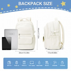 School Backpack For Teen Girls Cute College Backpack For Women Men Waterproof Travel Rucksack Casual Daypack,High School Bag Boy Kawaii Students Bag(Beige)