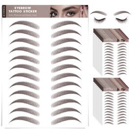 20 Sheets 240 Pairs Eyebrow Tattoo Sticker Waterproof 4D Hair-Like Natural Fake Tattoo Eyebrows Transfers Stickers Peel Off Brows Grooming Shaping Sticker in Vibrant Miami,Dark Brown