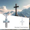 URONE Mountain Cross Necklace 925 Sterling Silver Mountain Range Cross