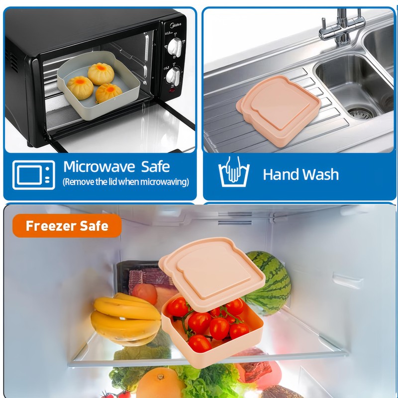 FeBohao Sandwich Container with Lid Plastic Snack Box Reusable Snack