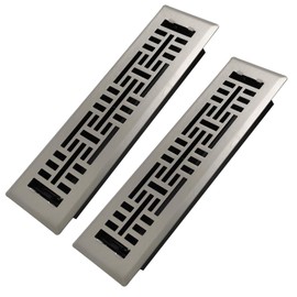 Howeall 2x10 Inches 2 Pack Heavy Duty Walkable Floor Register Easy Adjust Air Supply Lever Floor Vents - Seattle Design - Vent Cover for Home Floor - Satin Nickel