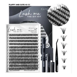 Jglashes Lash Me. Pro Artist Kit Extensiones De Pestañas Diy Color Fluffy and cute 40cc Bond negro Espesor 1 mm Largo 10 mm Tipo de curvatura D       