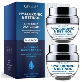 Clear Beauty Set Hidratante Coreano Hialurónico Y Retinol DíaNoche - Tratamiento Hidratante E Hidratante De Líneas Finas Y Arrugas - Sin Crueldad -...