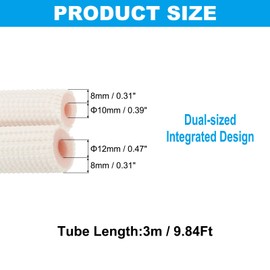PATIKIL Pipe Insulation Foam Tube, Heat Preservation Insulated Foam Tubing for 1/4", 3/8" O.D. Mini Split Copper Line Set Water Pipes,9.84Ft,White/Pink