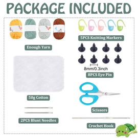 FREEBLOSS Set of 4 Crochet Set, Adorable Sunflower Turtle Crochet Yarn and Crochet Hook Set, Crochet Starter Set with Instructions Crochet Animal Set, Crafts for Adults, Beginners, Craft Enthusiasts