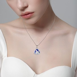 TIMFROZ Women Family Necklace 925 Sterling Silver Mother Daughter I Love You Forever Heart December Birthstone Tanzanite Color with 5A Cubic Zirconia Jewelry Anniversary Birthday Gifts for Mom Father