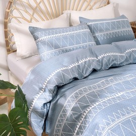 Lekesky Duvet Cover Queen Size, Boho Blue Duvet Cover Queen 3pc Ultra Soft Microfiber Breathable Bedding Duvet Cover Set with Zipper Ties (No Comforter)