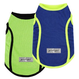 2 Pack Shirts for Dog Quick Dry Vest Boy Girl Summer, Puppy T-Shirt with Reflective Strip Sun Protection Sleeveless Cool Clothes, Breathable Cat Tank Top Pet Apparel (Green and Blue, L)