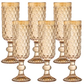 Rkyhwowby 12pcs 5oz Champagne Flute,Elegant Amber Crystal Glass Goblets Colored Drinking Wine Glasses Set, Multi-Color Champagne Glass Ideal For Weddings, Parties, Gifts (Set Of 6,Luxury, Durable)