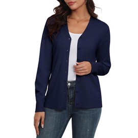 Anelune Women's Cardigans Button Down V Neck Casual Sweater Open Front Cardigan Sweaters