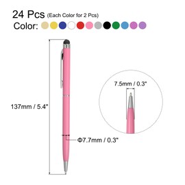 sourcing map Stylus Pens for Touch Screens Ballpoint Pens with Stylus Tip 2 in 1 Universal Capacitive Stylus Black Ink Pen for Phone Tablet Pack of 24