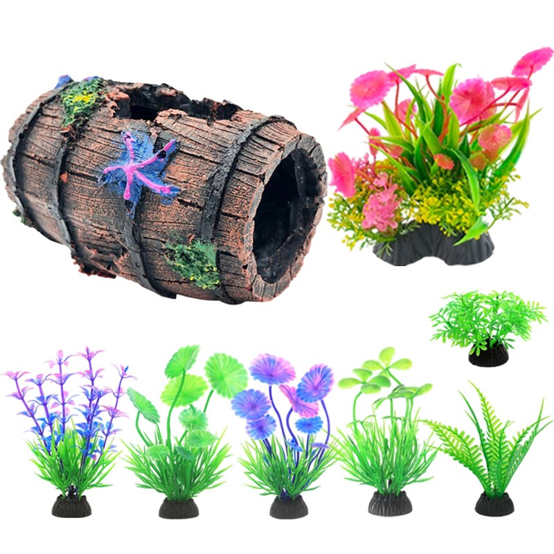 GOFYLIN Fish Tank Decorations kit, Aquarium Decor Starfish Broken Barrel
