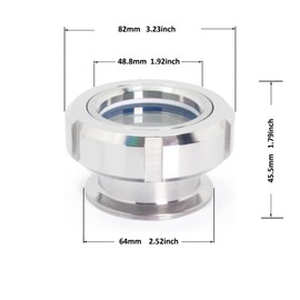 QMINOX SS304 Tri Clamp Sight Glass 2" Union Type with Blue Silicon Gasket,Clamp Stailess Steel Tank View Glass