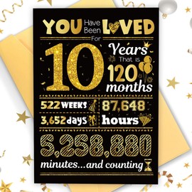 10th Birthday Card, 10th Birthday Gifts for Boys Girls, Son Grandson Daughter Grand Daughter, Party Decor Supply Ideas Birthday Gifts for Him or Her