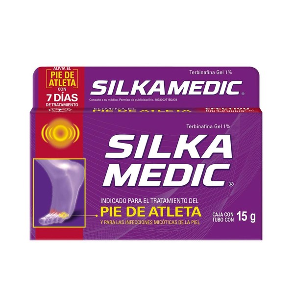 SILKA MEDIC, Gel Antimicótico para el tratamiento del PIE DE ATLETA, elimina al hongo y todos sus síntomas como: comezón, ardor, descamación y mal olor, caja con tubo 15 g