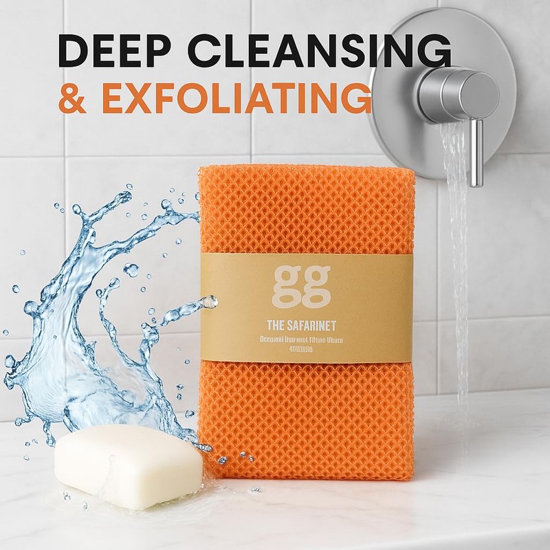 Safarinet African Mesh Sponge, Extra Long Exfoliating Bath Scrub for