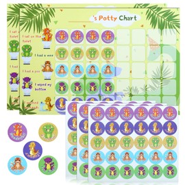 GWHOLE Potty Training Reward Chart, 2 Pack Dinosaur Potty and Toilet Training Reward Chart with 90pcs Dinosaur Stickers for Toddlers, Wipe Clean
