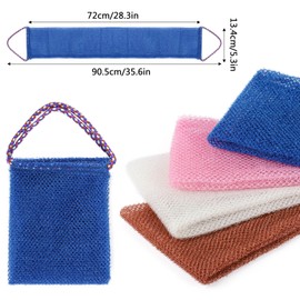4 Pack African Net Sponge Exfoliating Cloth, 80cm 31.5 in Back Scrubber for Shower Bath Sponge with Rope Handles for Women and Men Body Scrub Skin Scrubber - 4 Colors