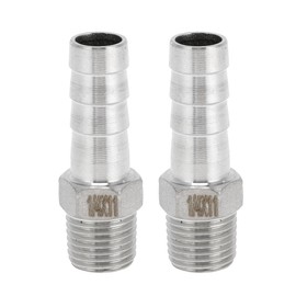 INFINAUTO Stainless Steel Barb Fittings, 7/16" Barb 1/4 BSPT Male Hose Barb Tubing Connector for Air Water Oil Gas Fuel, 2 Pcs
