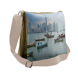Ambesonne Landscape Messenger Bag, Fishing Boats Panama, Unisex Cross-body