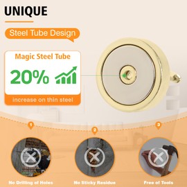 Neosmuk Magnetic Hooks, Cruise Ship Essentials, 80lb+ Heavy Duty Magnetic Hooks for Cruise Cabins, Refrigerator, Grill, Hanging, and Travel | Extra Strong Must-Haves Magnet Hook,Gold