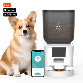 TQT Automatic Cat Food Dispenser, WiFi Pet Feeder with Freshness Preservation - 7L, White
