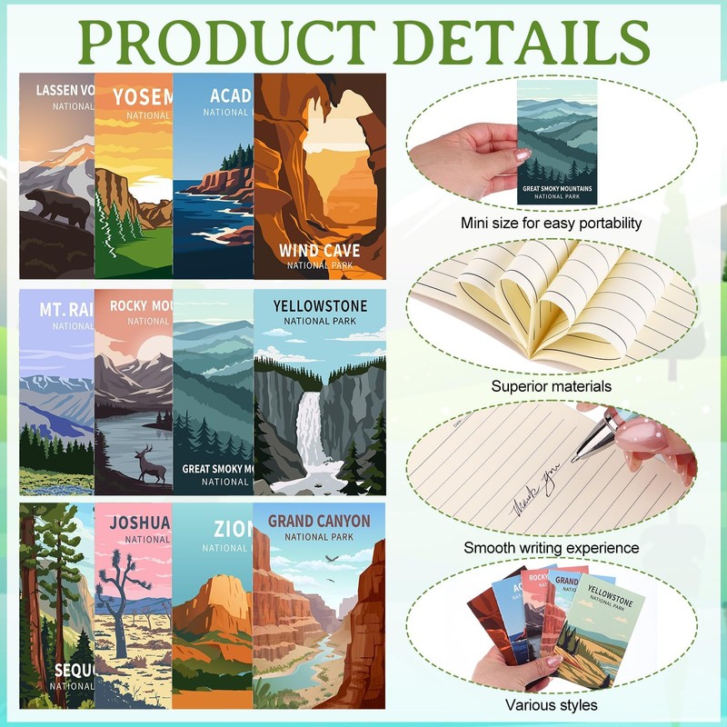 24 Sets National Park Mini Notebook Ballpoint Pen Gifts Pocket