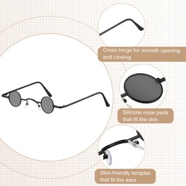 Photect Vintage Metal Frame Glasses Retro Small Sunglasses Hippy Sunglasses for Men Women (Black)