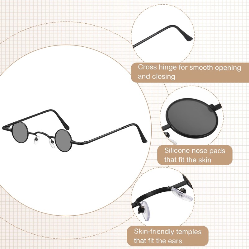 Photect Vintage Metal Frame Glasses Retro Small Sunglasses Hippy Sunglasses