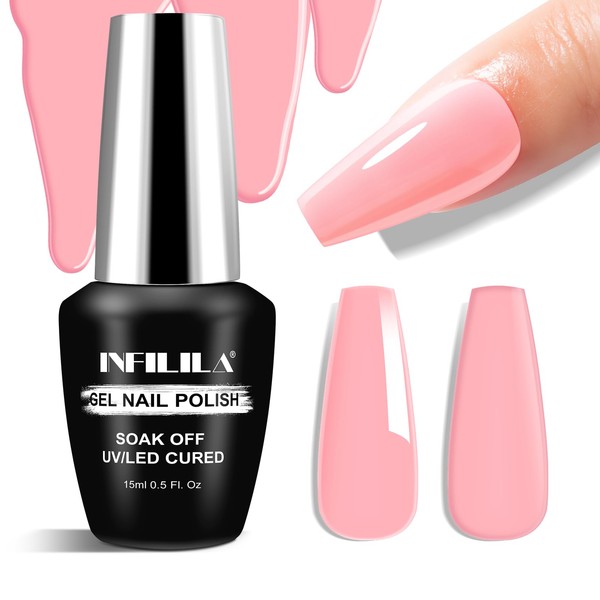 NXJ INFILILA Light Pink Nail Polish, 15ml 0.51oz Pink Nail