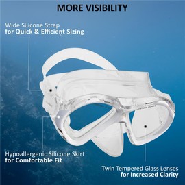 Blue Reef Sentinel Snorkel Mask Set Small/Medium, White, Snorkeling Gear for Adults Set Includes Sentinel Mask w/Twin Tempered Glass, Cortes Dry Snorkel, Bay Fins and Mesh Bag