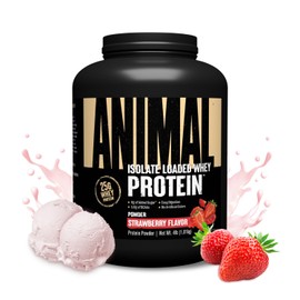 Animal Animal Whey Isolate Protein Powder - Loaded for Pre & Post Workout Muscle Builder and Recovery with Digestive Enzymes for Men & Women - 25g Protein, Great Taste, Low Sugar - Strawberry 4 lbs