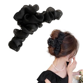 Zhejia Hair Clip, Large, Hair Clip, Ribbon, Hair Clip, Chiffon, Princess Hairpin, Hair Clip, Popular, Elegant, Cute, Simple, Stylish, Hair Accessory, Clip, Firm, Thick Hair, Korean Style, Stylish