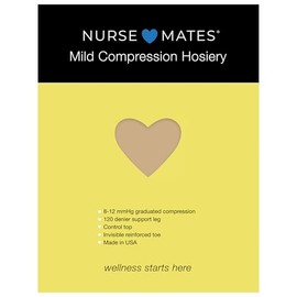 Nurse Mates Mild Graduated Compression Support Pantyhose | 8-12 mmHg | Reduce Leg Fatigue | Re-Inforced Toes | 1 Pair, Nude, E