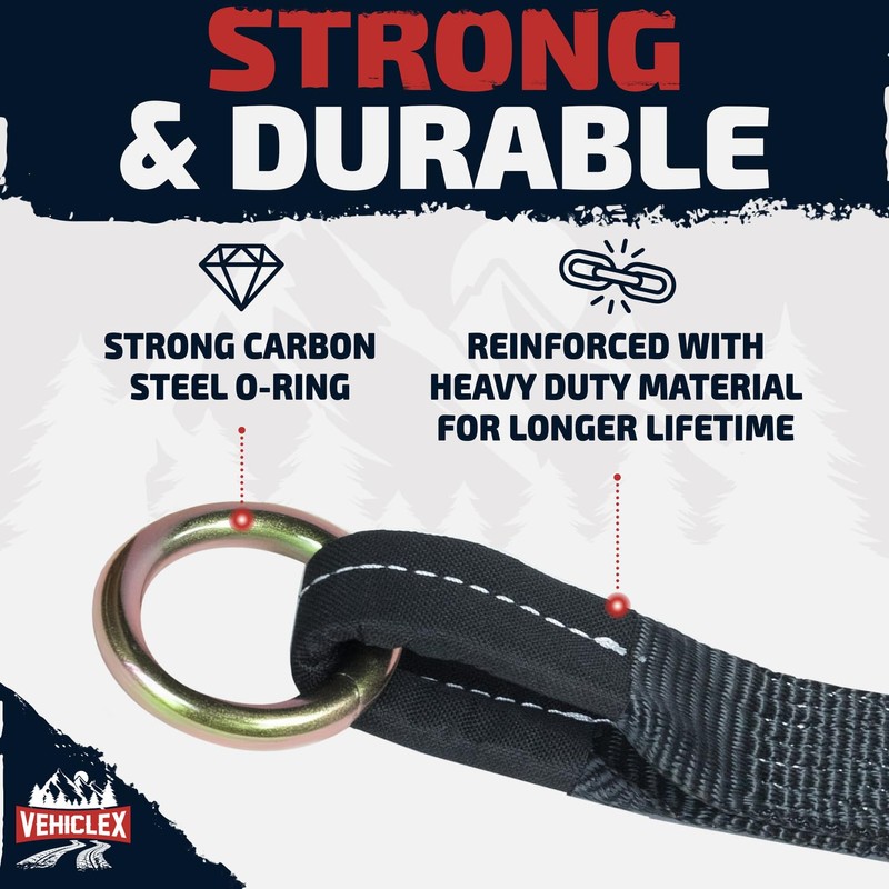 Vehiclex Lasso Wheel Tie Down Straps with Snap Hooks –