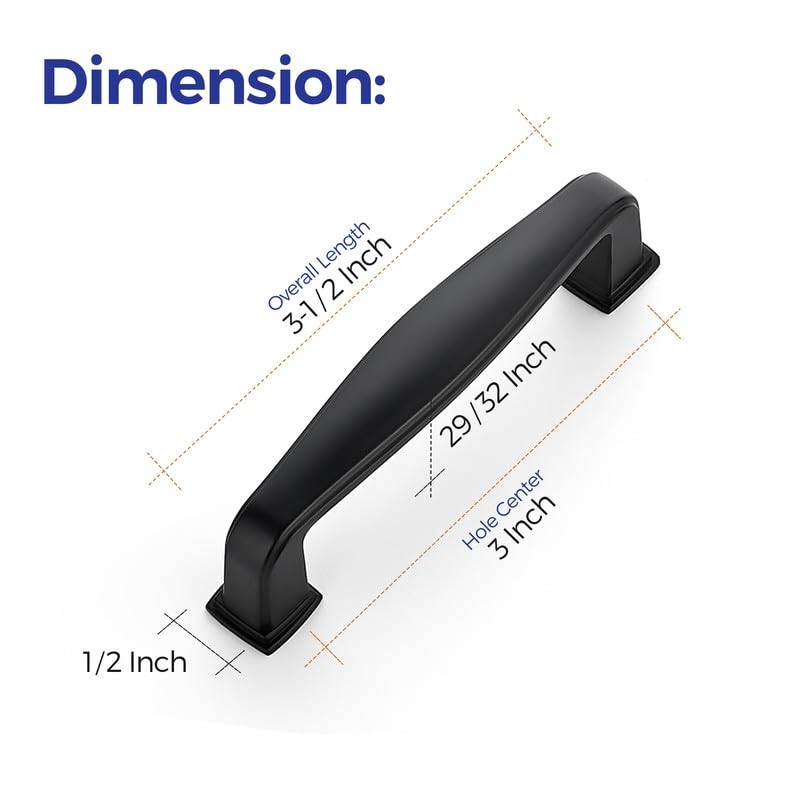 Ravinte 5 Pack 3 Inch Kitchen Cabinet Handles Matte Black