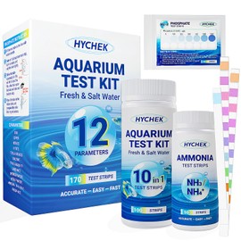 HYCHEK 12 in 1 Accurate Aquarium Test Kit, Fresh and Salt Water Test Strips